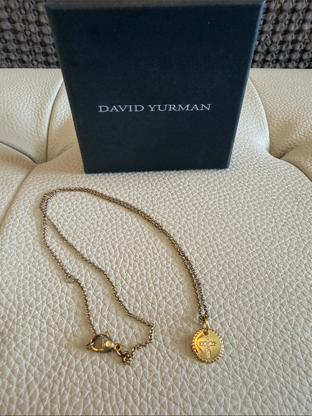 David Yurman Gold Cross Medallion Pendant Necklace